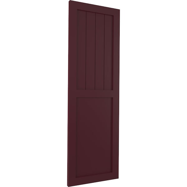 True Fit PVC Farmhouse/Flat Panel Combination Fixed Mount Shutters, Wine Red, 15W X 41H